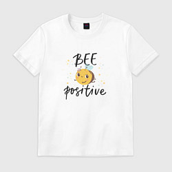 Футболка хлопковая мужская Bee positive, цвет: белый