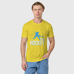 Футболка хлопковая мужская Хоккей Силуэт спортсмена, цвет: желтый — фото 2