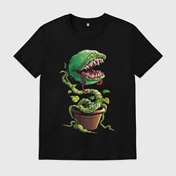 Футболка хлопковая мужская Plant - Piranha, цвет: черный