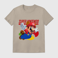 Футболка хлопковая мужская SNES - Mario, цвет: миндальный