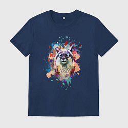 Футболка хлопковая мужская Lynx - рысь, цвет: тёмно-синий