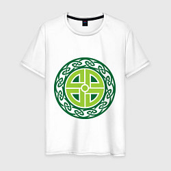 Футболка хлопковая мужская Кельтский щит (руна), цвет: белый