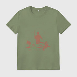 Футболка хлопковая мужская Рыбацкий заплыв, цвет: авокадо