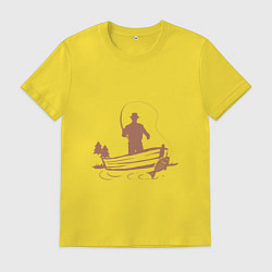 Футболка хлопковая мужская Рыбацкий заплыв, цвет: желтый
