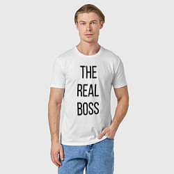 Футболка хлопковая мужская The real boss!, цвет: белый — фото 2