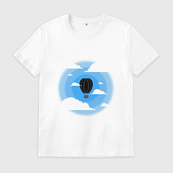 Футболка хлопковая мужская Аэростат в небе, цвет: белый