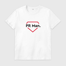 Футболка хлопковая мужская Пиарщик Пиар-мен, цвет: белый