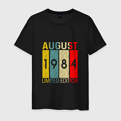 Футболка хлопковая мужская 1984 - Август, цвет: черный