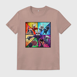 Футболка хлопковая мужская Hollow Knight все персонажи, цвет: пыльно-розовый
