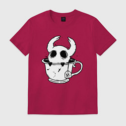 Футболка хлопковая мужская Hollow Knight рыцарь в чашке, цвет: маджента
