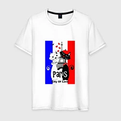 Футболка хлопковая мужская Paris city of love, цвет: белый
