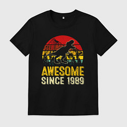 Футболка хлопковая мужская Потрясающий динозавр с 1989 года, цвет: черный