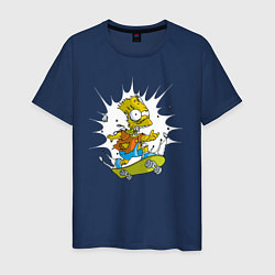 Футболка хлопковая мужская Барт Симпсон - зомби на скейтборде, цвет: тёмно-синий