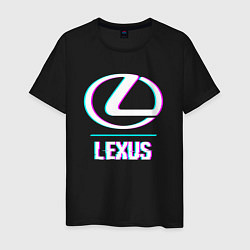 Футболка хлопковая мужская Значок Lexus в стиле glitch, цвет: черный