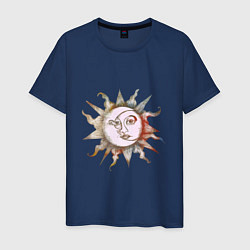 Футболка хлопковая мужская Солнце и луна - Солнцестояние, цвет: тёмно-синий
