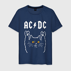 Футболка хлопковая мужская AC DC rock cat, цвет: тёмно-синий