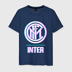 Футболка хлопковая мужская Inter FC в стиле glitch, цвет: тёмно-синий