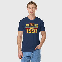 Футболка хлопковая мужская Awesome Since 1991, цвет: тёмно-синий — фото 2