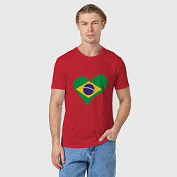 Футболка хлопковая мужская Сердце - Бразилия, цвет: красный — фото 2