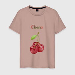 Футболка хлопковая мужская Cherry вишня, цвет: пыльно-розовый