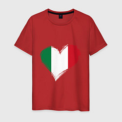 Футболка хлопковая мужская Сердце - Италия, цвет: красный