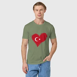 Футболка хлопковая мужская Сердце - Турция, цвет: авокадо — фото 2