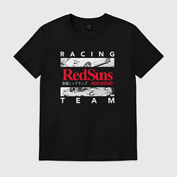 Футболка хлопковая мужская Initial D RedSuns Team Аниме про дрифт, цвет: черный