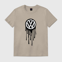 Футболка хлопковая мужская Volkswagen - art logo, цвет: миндальный