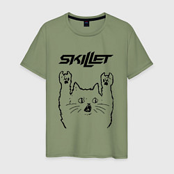 Футболка хлопковая мужская Skillet - rock cat, цвет: авокадо