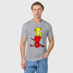 Футболка хлопковая мужская Bart Simpson - devil, цвет: меланж — фото 2