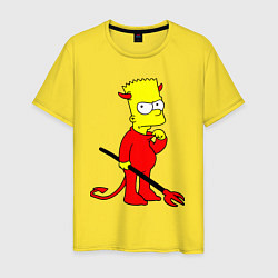 Футболка хлопковая мужская Bart Simpson - devil, цвет: желтый