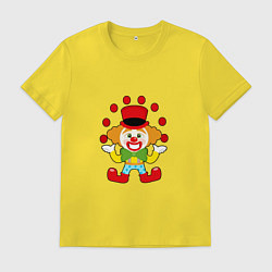 Футболка хлопковая мужская Клоун жонглирует шариками, цвет: желтый