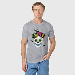 Футболка хлопковая мужская Sugar skull, цвет: меланж — фото 2