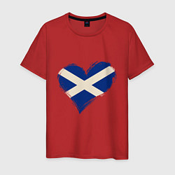 Футболка хлопковая мужская Сердце - Шотландия, цвет: красный