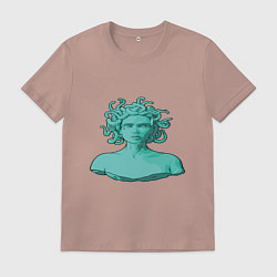 Футболка хлопковая мужская Девушка со змеями, цвет: пыльно-розовый