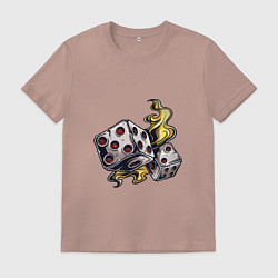 Футболка хлопковая мужская Пара игральных костей, цвет: пыльно-розовый