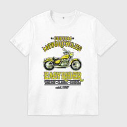 Футболка хлопковая мужская Ретро Байк, цвет: белый