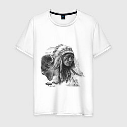 Футболка хлопковая мужская Chief of the Indian tribe, цвет: белый