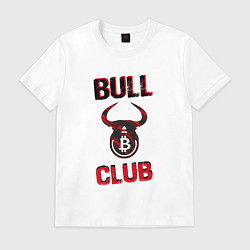Футболка хлопковая мужская Bull Bitcoin Club, цвет: белый