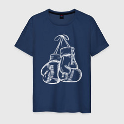 Футболка хлопковая мужская Боксерские перчатки на груди, цвет: тёмно-синий