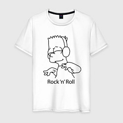 Футболка хлопковая мужская Bart Simpson - Rock n Roll, цвет: белый