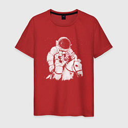 Футболка хлопковая мужская Космонавт на коне, цвет: красный