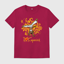 Футболка хлопковая мужская I love Capoeira - fighter, цвет: маджента