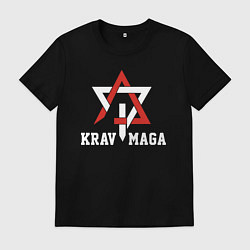 Футболка хлопковая мужская Krav-maga national wrestling emblem, цвет: черный