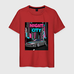 Футболка хлопковая мужская Toyota Soarer Night City, цвет: красный