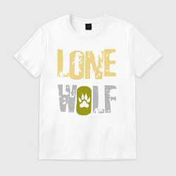 Футболка хлопковая мужская Lone Wolf - одинокий волк, цвет: белый