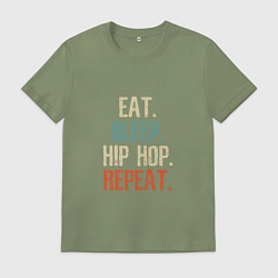 Футболка хлопковая мужская Еда, сон, хип-хоп, цвет: авокадо