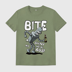 Футболка хлопковая мужская Bender - Bite my ass, цвет: авокадо