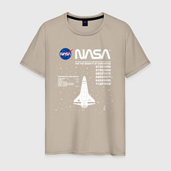 Футболка хлопковая мужская Nasa ракета, цвет: миндальный
