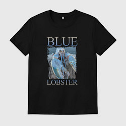 Футболка хлопковая мужская Blue lobster meme, цвет: черный
